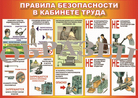 Плакат Техника безопасности для кабинета труда 1000*1400 винил - фото 150860