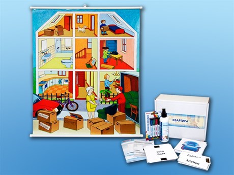 Магнитно-маркерный ситуационный плакат "Квартира" с набором магнитных карточек + методические рекомендации - фото 59976