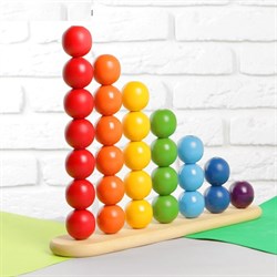 Пирамидка "Абака радуга с шариками", шарик: 3,2 см - фото 696620