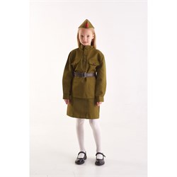 Костюм военного «Солдаточка», гимнастёрка, ремень, пилотка, юбка, 3-5 лет, рост 104-116 см - фото 733019