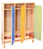 Шкаф детской одежды трехместный с решеткой для обуви на металлокаркасе ( дверки цветные закругленные) - фото 59745